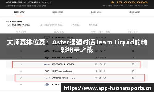 大师赛排位赛：Aster强强对话Team Liquid的精彩纷呈之战